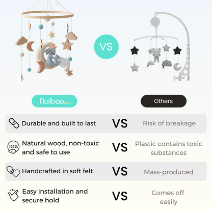 Baby Mobile Noliboobaby Handmade - Bunny and Baby on the the Moon