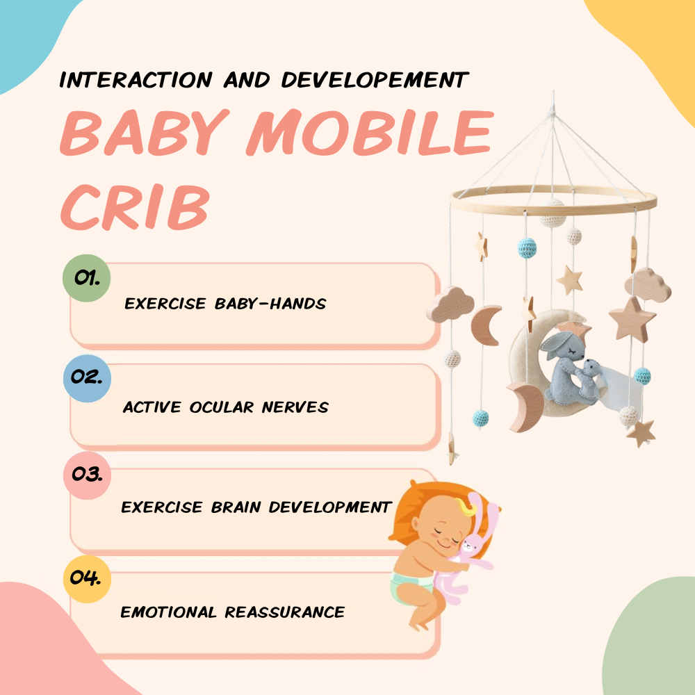 Baby Mobile Noliboobaby Handmade - Bunny and Baby on the the Moon