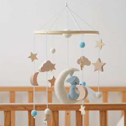 Baby Mobile Noliboobaby Handmade - Bunny and Baby on the the Moon