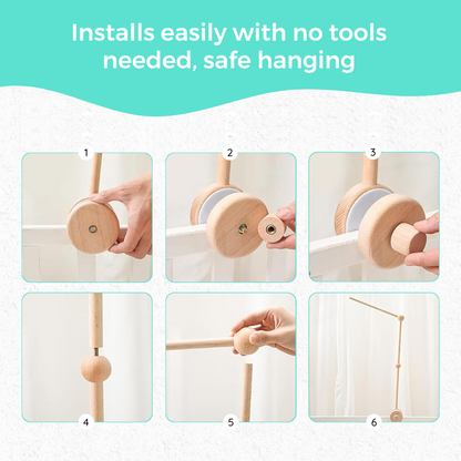 Crib mobile arm made from beech wood