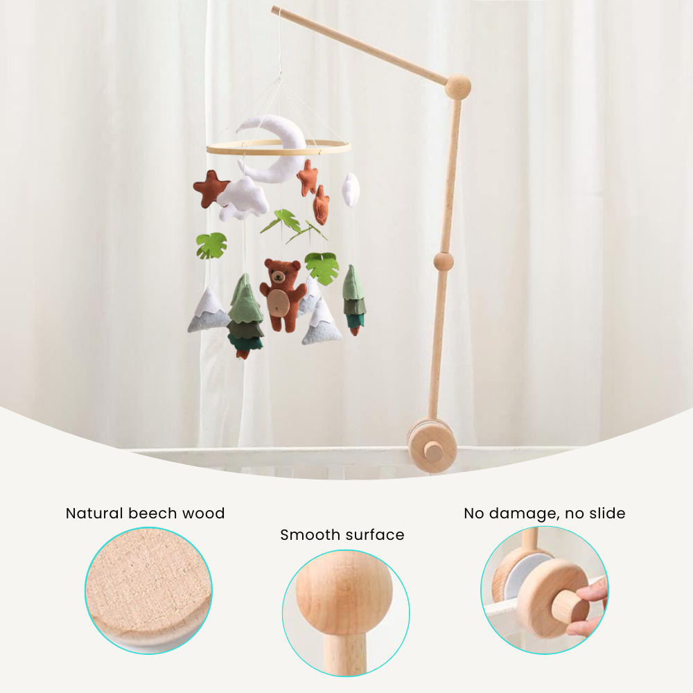 Crib mobile arm made from beech wood