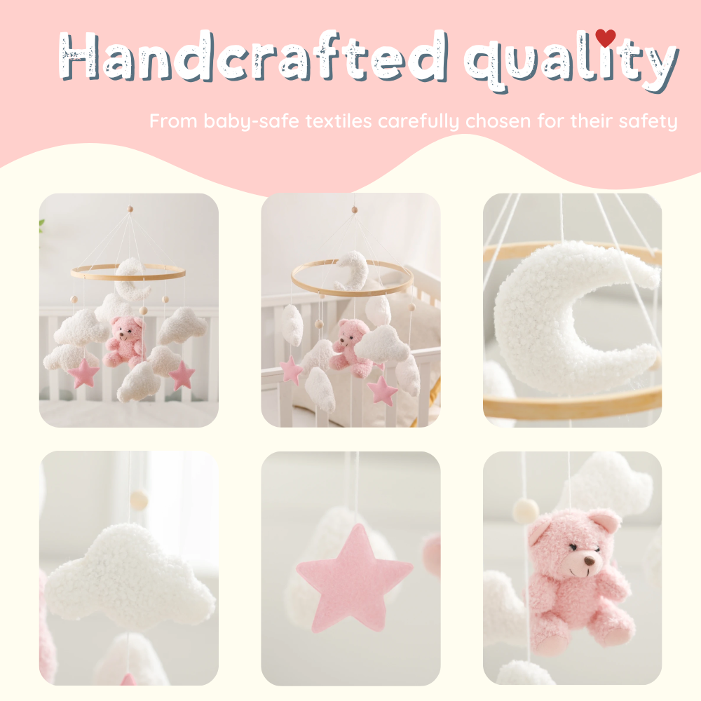 Baby Mobile Handmade Noliboobaby - Pink Bear