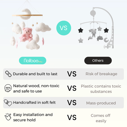 Baby Mobile Handmade Noliboobaby - Pink Bear