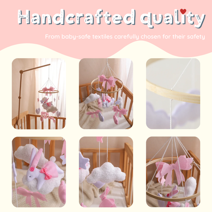 Baby Mobile Noliboobaby Handmade - Pink Bunny in the Cloud