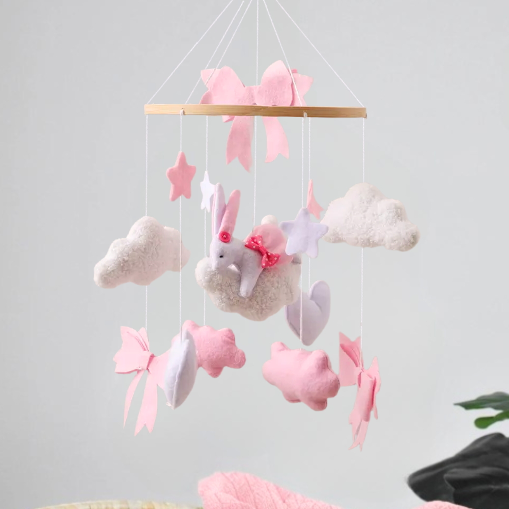 Baby Mobile Noliboobaby Handmade - Pink Bunny in the Cloud