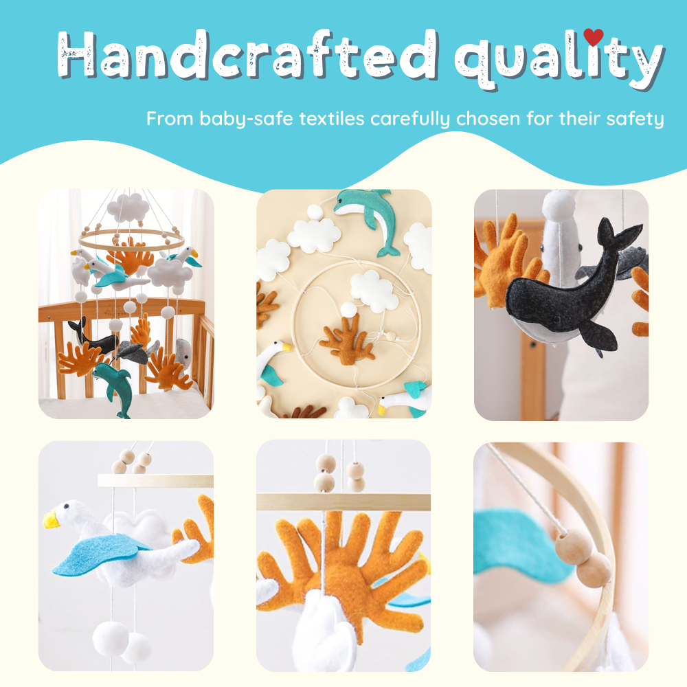 Baby Mobile Handmade Noliboobaby - Seagulls and Ocean