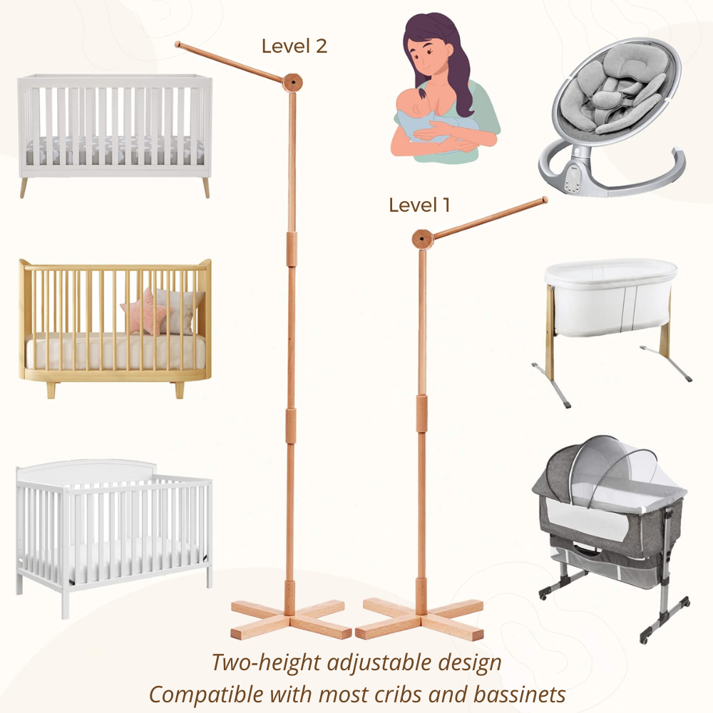 Floor standing holder arm 61 inch in beech wood